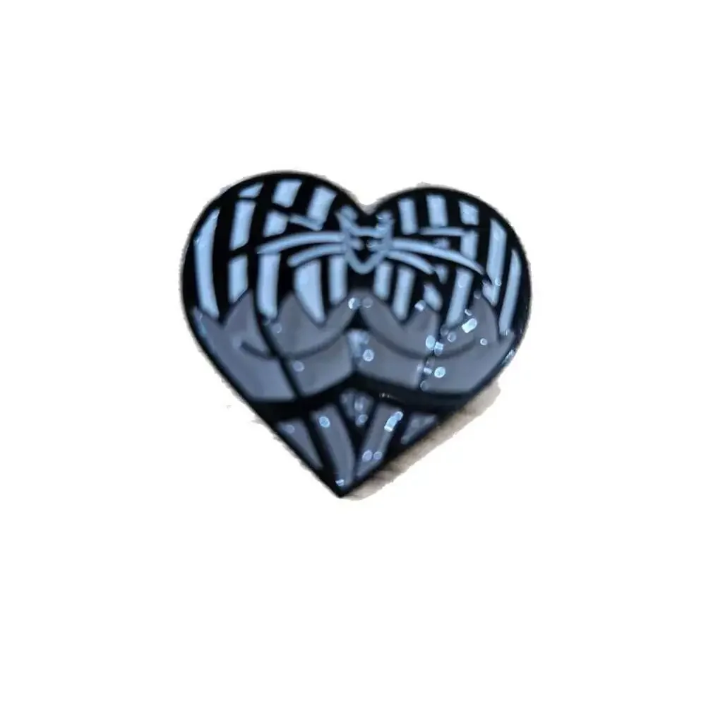 Set of 6 Halloween-Themed Heart Enamel Lapel Pins